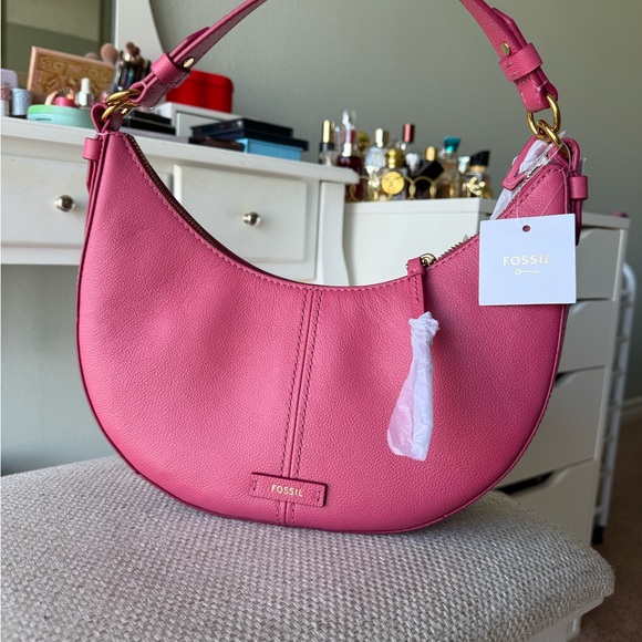 Fossil Genuine Leather Pink Hobo Bag New with tags - Picture 2 of 8